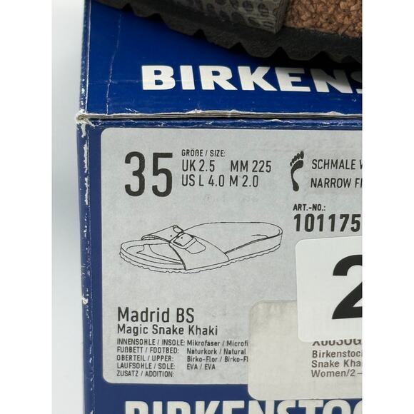 Birkenstock Flip Flops Sandals Madrid khaki Magic Snake Women's Size US4 EU35 - Picture 3 of 9
